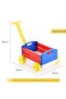 Kids Push & Pull Wagon Toy Cart with Handle and Open Storage Bin, 34CM, Red Blue Yellow - 6