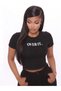 Women's Black Tight Crop T-Shirt - over It. Printed 100% Cotton Crew Neck Slim Fit Crop T-Shirt - 4