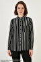 Women's Striped Viscose Black Shirt - 2
