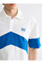White Polo Neck Color Block Men's T-Shirt - 2