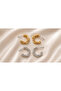 Minimal Twisted Gold and Silver Color Two Pair Hoop Earrings1 cm - 2