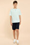 Textured T-Shirt with Henley Neck and Short Sleeves - 2