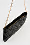 Women's Dalya Black Star Embroidered Lined Zipper Closure Baguette Handbag - 4