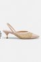 Women's 5 cm Thin Heeled Straw Detailed Stylish Shoes - 2