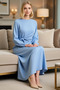 Women's Maxi Dress Crew Neck Long Sleeve A-Line Cut Linen Textured Unlined Daily Casual Modern - 3