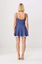 Women's Thin Strap Square Neck Skater Cut Polyviscon Mini Dress Lined Zipper Closure Casual Comfortable - 5