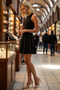 Women's Halter Neck Sleeveless Mini Dress Scuba Crepe Knitted Waist Open Flounce Cut L Casual Comfortable
