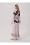 Lace and Print Detailed Chiffon Dress - 3
