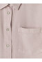 Pink Oversized Women's Jean Shirt with Pockets - 7