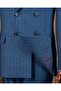 Slim Fit Men's Pointed Collar Striped Double Breasted Linen Blend Jacket Trousers Suit Navy Blue T20137- - 4