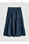 Black Elastic Waist Folded Jean Skirt