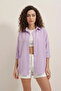 Women's Oversize Basic Cotton Lilac Shirt