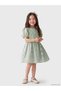Green Crew Neck Floral Embroidered Girls' Dress - 2