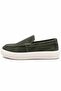 Men's Khaki Green/Navy Blue Suede Slip-On Shoes - Casual Comfortable Sole Moccasins - 4