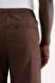 Men's Linen Striped Lace-Up Trousers Brown - 5