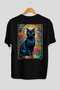 For the Love of Cats 8 Cats Printed Black Oversize T-Shirt 100% Cotton Unisex Cat Lover Premium Design