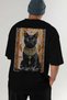 For the Love of Cats 74 Cat Printed Black Oversize T-Shirt 100% Cotton Unisex Cat Lover Premium Design - 7