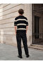 Black Comfortable Fit Striped Men's Knitwear Cardigan - 4