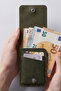 Genuine Leather Wallet Khaki 4 Card Capacity Vertical Handmade Men's Women's Gift