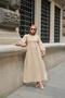 Women's Side Tie Detailed Crew Neck Dress Cream - 2