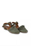 Khaki Suede-Leather Women's Flat Sandals - 2