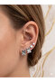 26Clk18 Silver Steel Earring Set with Cat Detail - 2