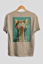 99 Cats for Cat Lovers Printed Beige Oversize T-Shirt 100% Cotton Unisex Cat Lover Premium Design