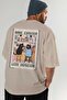 101 Cats for Cat Lovers Printed Beige Oversize T-Shirt 100% Cotton Unisex Cat Lover Premium Design - 7