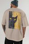 For the Love of Cats 73 Cat Printed Beige Oversize T-Shirt 100% Cotton Unisex Cat Lover Premium Design - 5