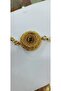 Round Stone Quarter-Circle Full Gold Color Plated Bracelet - 4