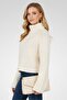 Women Solid Cable Knit Sweater, Off White - 5