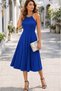 Women's Halter Neck Chain Detailed Off-The-Shoulder Viscose Dress - 2