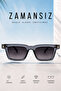 Unisex Anthracite Black Glass Rectangular Frame Sunglasses - 2