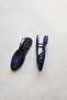Lester Women's Satin Ballerinas Navy Blue - 2