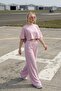 Set of 2 - Bat Sleeve Crop Blazer and Wide-Lettered Pants with Pockets in Modal Fabric - 4