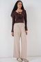 Women's Long Sleeve Crop Blouse 1449 - Brown - 7