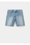 Düz denim Bermuda şort - 3