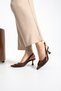 Lorenza Genuine Leather Brown Patent Leather Women's Perforated Thin Heeled Shoes - 4