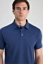 Slim Fit Indigo Pique Textured T-Shirt - 3