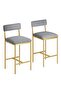 Set of 2 Bar Stools, Padded Bar Stools Counter High with Backrest and Footrest, Kitchen Bar Stools for Island, Bar Counter, Easy to Assemble,Gold