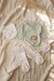 Aura Rainbow 5-Piece Newborn Baby Hospital Discharge Set - 100% Cotton Mint Green Embroidered Bodysuit and Pants - 2