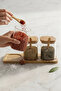 3-Piece Borosilicate Glass Spice Rack Set with Bamboo Stand Ckr4567 - 3