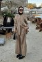 Striped Britli Tensel Shirt Pants Set Camel - 5
