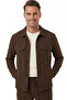 Brown Slim Fit Seersucker Textured Summer Sports Suit – Half-Lined Lycra 2-Piece Combination 2604007