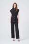 Women's Button Detailed Stand Collar Double Suit Black 31383 - 4