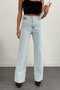 Women's Waist Detail Palazzo Ice Blue Denim Trousers - 6