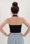 Women's Modern Cut Halter Neck Buttoned Back Detailed Vest Blouse Crop - 2