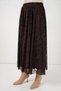 Women's Flocked Printed Lined Skirt 1481 - Brown - 5