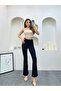 Black Front Hem Detailed - Gathered Spanish Style Trousers