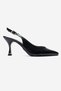 Women's Open Back Buckle Heeled Shoes Black Yanki̇ - 2